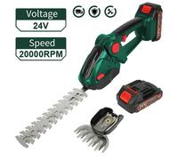 Cisaille à gazon et à buissons sans fil 2-en-1 - Haute performance - Portable - 2 batteries incluses - Pour buissons et mauvaises herbes - Vert