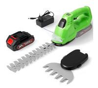 Cisaille à Gazon et Taille Haie 2 en 1 sans Fil 21V, Taille Haie Electrique avec 2 Batteries, 32cm Taille Haie et 15cm Cisaille, Coupe Bordure sans Fil avec Batterie pour Arbuste, Jardin et Pelouse