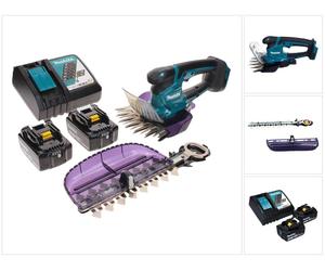 Cisaille à gazon sans fil Makita DUM 604 RTX 18 V avec lame pour gazon et arbustes + 2 batteries 5,0 Ah + chargeur
