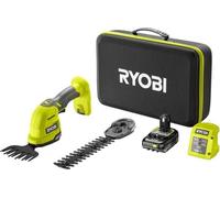 Cisaille à Gazon / Sculpteur de Végétaux Ryobi ONE+ 18V, Batterie 2.0 Ah, Chargeur 1.5A, Mallette de Rangement, RY18GSA-120T