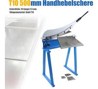 Cisaille à table - Modèle de table manuel - Longueur de coupe 50 cm - 55–60 HRC - Capacité de coupe 1,2 mm (50 cm), 1,5 mm (<30 cm) - Bleu