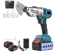 Cisaille à Tôle Sans Fil, 21 V Cisaille Électrique à Métaux avec 2 Batteries, 500 W Cisaille à Tôle Électrique, Épaisseur Coupe 1,5 mm, Lame Pivotante à 360°, pour Métal, Tapis, Tissu et Cuir