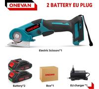Cisaille électrique sans fil - Cisaille multifonction à main - 800 W - 2 batteries + chargeur UE - Coupe le tissu et le cuir - Moteur à balais - Rouge/Noir
