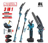 Cisaille électrique télescopique sans balais 8 pouces, scie à chaîne pour branches hautes, outil de jardinage pour Makita, cisailles électriques 30 mm, outil de coupe de jardin avec perche 2 Battery