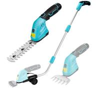 Cisaille Sculpte-Haie Electrique et Taille-Herbes Telescopique sans Fil 12V DURATECH, Cisaille a Gazon 2 en 1, Largeur/Longueur de Coupe 12/16 cm, Batterie 2000mAh, pour Coupe, Elagage, Bleu & Noir