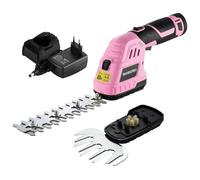 Cisaille Sculpte-Haie Electrique WORKPRO, Taille-Herbes sans Fil 12V, Cisaille a Gazon Batterie 2000mAh avec 2 Lames, Taille Haie Leger pour Coupe, Elagage, Noir & Rose