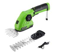 Cisaille Sculpte-Haie et Taille-Herbes sans Fil 7,2V WORKPRO, avec 2 Lames, Largeur/Longueur de Coupe 9,7 cm/14 cm, Poignee Rotative a 180°avec Batterie 2000 mAh et Cable de Charge