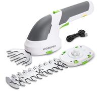 Cisaille Sculpte-Haie et Taille-Herbes sans Fil 7,2V WORKPRO, Cisaille a Gazon avec 2 Lames, Taille Haie Electrique 2 en 1 avec Batterie 2000 mAh, Cable de Charge(Blanc)