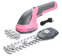 WORKPRO Cisaille Sculpte-Haie et Taille-Herbes sans Fil 7,2V, Cisaille à Gazon avec 2 Lames, Taille Haie Electrique 2 en 1 avec Batterie 2000 mAh, Câble de Charge(Rose)