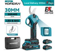 Cisailles électriques sans fil YOFIDRA 30 mm, 2 vitesses, pour la coupe des branches d'arbres fruitiers, outils électriques compatibles avec la batterie Makita 21 V. 2xBattery Set