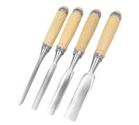Ciseaux à Bois Professionnels 4 Pièces, Ensemble de Gouges pour Sculpture, Lames en Acier 6/12/18/24 mm avec Poignée, Outils pour Menuiserie, Découpe et Travail du Bois