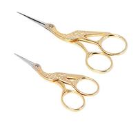 Ciseaux à Broder, Lot de 2, Ciseaux à Coudre pour Petite Grue, Acier Inoxydable, Style Vintage,pour Broderie, Aiguille, Couture, Bricolages et Utilisation Quotidienne (Or, 3,6 Pouces + 4,5 Pouces)