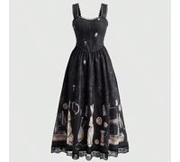 Ciseaux à coudre vintage de style gothique de cour avec lapin pour femmes, robe marron mignonne en dentelle L,M,S,XS,XXSHalloweenTissu tissé