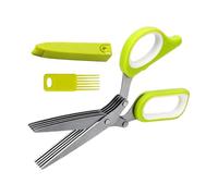 Ciseaux À Hacher Cisaille Hachoir À Légumes 5 Avec Capot Et Peigne | Ciseaux À Oignons Verts Pour Barbecue, Camping, Pique-Nique, Préparation, Restaurant, Cuisine, Maison, Appartement