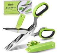 Ciseaux à Herbes, Ciseau de Cuisine à 5 Lames en Acier Inoxydable, pour les herbes aromatiques, la ciboulette, le persil