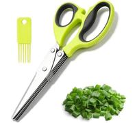 Ciseaux À Herbes Multifonctions 5 Lames En Acier Inoxydable | Peigne de nettoyage et couvercle, for basilic ciboulette persil vert