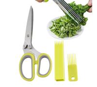 Ciseaux à légumes multifonction en acier inoxydable à 5 | Ciseaux de cuisine pour couper les aliments pour basilic, laitue, coriandre, menthe, basilic, salade, salade