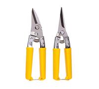 Ciseaux à Tôle Droits en Acier Inoxydable Jaune Poignée PP | Cisaille de Coupe Précise, Boucle de Sécurité, Rangement Plus Sûr, pour Tôle Aluminium et Horticulture