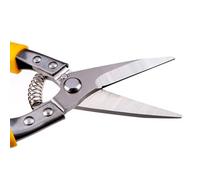 Ciseaux à Tôle en Acier Inoxydable Poignée Pp, Coupe Droite | Boucle de Sécurité, Rangement Plus Sûr, Fonctionnement Fluide, Poignée Antidérapante Jaune, pour Tapis et Cuir