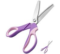 Ciseaux cranteurs 23,5 cm Ciseaux de couture professionnels en acier inoxydable pour travaux manuels, pour cuir, coton, papier, tissu (Mauve)