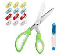 Ciseaux Cranteurs couture Stainless, Ciseaux à Denteler Cranteurs Professionnels, Ciseaux Zigzag avec Coupe-Fil, 12 Pinces pour Couture, Papier, Loisirs