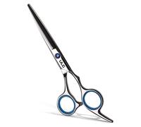 Ciseaux de coiffure, 14 cm, pour droitier, avec lame de rasage en acier inoxydable japonais, affûtés à la main, couleur bleue