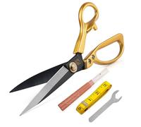 Ciseaux de couture pointus très résistants pour tissu, vêtements et cuir avec découseur (doré, noir) 25,4 cm