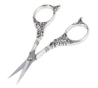Ciseaux de Couture Style Ancien Motif Fleur, Coupe-fil pour Broderie | Acier Inoxydable et Alliage de Zinc, Poignée Ergonomique, Usage Tailleur et Découpe, Couleur Argenté