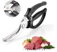 Ciseaux de cuisine professionnels Ibenzoa® de 24,5 cm – Acier inoxydable 3CR14, lame affûtée parnumérique (CNC), manche en caoutchouc PP, ressort et système de verrouillage, idéal pour la viande, le p