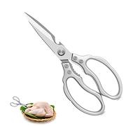 Ciseaux de Cuisine Robuste,5 en 1 Professionnel en Acier Inoxydable,Poignée Ergonomique et Lames en Titane,avec Fonction Dentelée,pour Maison,Viande,Verdure,Poulet,Poisson,Herbe,Noix,Peef,Argent