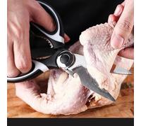 Ciseaux de cuisine robustes - Ciseaux de cuisine polyvalents en acier inoxydable pour viande, poulet, poisson, volaille, herbes et pain, passent au lave-vaisselle (noir)