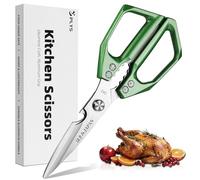 Ciseaux de Cuisine Sharp: Ciseaux à Volaille Robustes avec Casse-Noix et Ouvre-Bouteille, AdaptéS à la Dinde, Aux Os, Aux LéGumes et Aux RôTis (Verts)