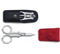 Ciseaux de poche à manche métallique gris avec lame ultra-tranchante