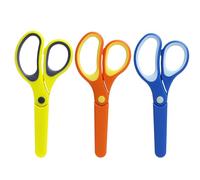 Ciseaux de sécurité pour enfants, 3 pièces Ciseaux de pour enfants, Lames Rondes en Acier Inoxydable, Manches Ergonomiques Antidérapants, Couleurs Vives (Bleu, Rose, Orange), 13cm