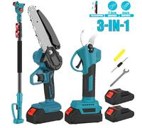 Ciseaux de taille pour branches hautes sans fil 600W, 25MM, scie à chaîne électrique de 6 pouces, tige d'extension de 2M, coupe-herbe de jardin pour batterie Makita 18V Scissors+Chainsaw With 2XBatter