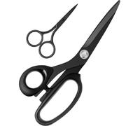 Ciseaux de tailleur gaucher pour couper le cuir 21 cm - Ciseaux de tailleur avec lames en acier inoxydable noir (9 cm petits ciseaux de broderie)