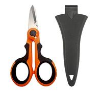 Ciseaux d'électricien, ciseaux de ligne de pêche à bord dentelé robuste avec housse de protection, outil d'extérieur multifonction pour ligne de pêche, fil de cuivre, orange