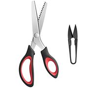 Ciseaux Dentelés KUONIIY, Ciseaux à Coudre de Qualité Professionnelle, 23 cm, Noir et Rouge
