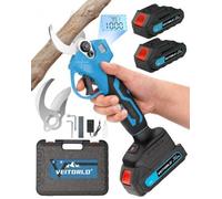 Ciseaux élaguants sans fil, 30 mm, sans balais, 2 batteries de 2000 mAh, conception ergonomique