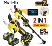 Ciseaux électriques sans balais MELLWIN 60MM avec perche télescopique de 180CM, cisaille de taille électrique pour jardin, pour batterie Makita 18V Without Battery