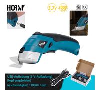 Ciseaux électriques sans fil 3.6V, rechargeables par USB, portables, pour tissu, PVC, cuir, outil de coupe avec 2 lames bleu noir