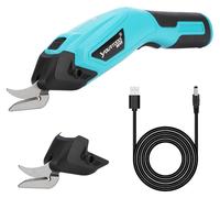 Ciseaux électriques sans fil, 4V, 2 lames, avec verrou de sécurité, couleur bleue