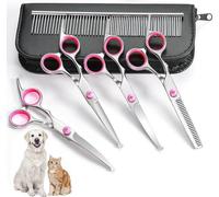 Ciseaux professionnels pour chiens en acier inoxydable 6 en 1 Ciseaux à effiler - Ciseaux Bont 75 pouces ciseaux courbes peigne