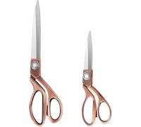 Ciseaux professionnels pour usage intensif 20 cm + 26 cm - Ciseaux de couture en acier inoxydable et cuivre pour tissus, cuir, écoles d'art, étudiants