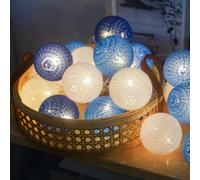Ciskotu Guirlande Lumineuse Coton Boules - 3,8M 20 LED Chaîne Lumière Avec Prise pour Chambre Rideau Fête Noël Anniversaire Halloween Mariage Chambre de Bébé Romantique Décor