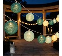 Ciskotu Guirlande Lumineuse Coton Boules - 3,8M 20 LED Chaîne Lumière Avec Prise pour Chambre Rideau Fête Noël Anniversaire Halloween Mariage Chambre de Bébé Romantique Décor