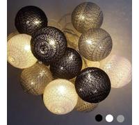 Ciskotu Guirlande Lumineuse Coton Boules - 3.8M 20 lumières LED Éclairage pour Chambre Rideau Fête Noël Anniversaire Halloween Mariage Chambre de Bébé Romantique Décor