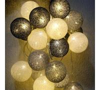 Ciskotu Guirlande Lumineuse Coton Boules Avec Prise - 3,8M 20 LEDs Chaîne Lumière pour Chambre Rideau Fête Noël Anniversaire Halloween Mariage Chambre de Bébé Romantique Décor