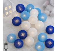 Ciskotu Guirlande Lumineuse Coton Boules Avec Prise - 3,8M 20 LEDs Chaîne Lumière pour Chambre Rideau Fête Noël Anniversaire Halloween Mariage Chambre de Bébé Romantique Décor