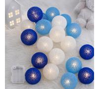 Ciskotu Guirlande Lumineuse Coton Boules Batteries - 3,3M 20 LED Chaîne Lumière Avec Prise pour Chambre Rideau Fête Noël Anniversaire Halloween Mariage Chambre de Bébé Romantique Décor